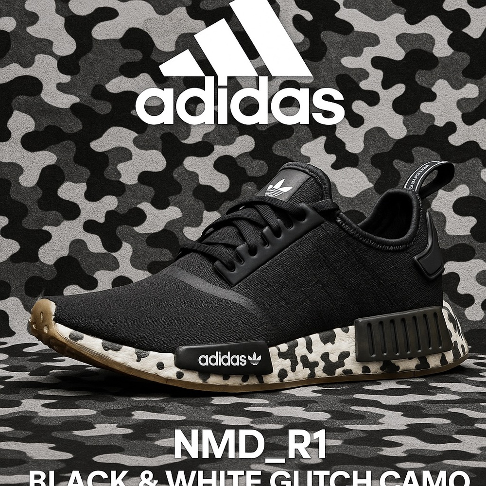 Adidas NMD_R1 “Black Glitch Camo” Premium Comfort Runner Exclusive Women’s 5